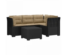 4 Vietų Sodo Sofa su Pagalvėlėmis Ratanų Imitacija PP Antracito