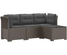 4 Vietų Sodo Sofa su Pagalvėlėmis Ratanų Imitacija PP