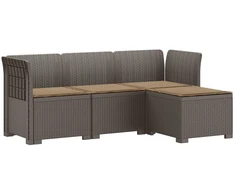 4 Vietų Sodo Sofa su Pagalvėlėmis Ratanų Imitacija PP