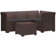 4 Vietų Sodo Sofa su Pagalvėlėmis Ratanų Imitacija PP Ruda