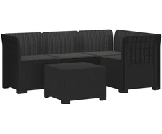 4 Vietų Sodo Sofa su Pagalvėlėmis Ratanų Imitacija PP Antracito