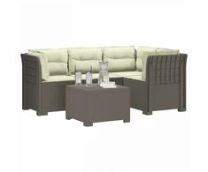 4 Vietų Sodo Sofa su Pagalvėlėmis Ratanų Imitacija PP