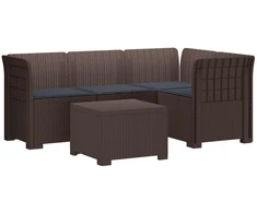 4 Vietų Sodo Sofa su Pagalvėlėmis Ratanų Imitacija PP Ruda