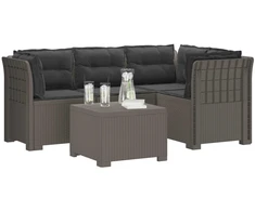 4 Vietų Sodo Sofa su Pagalvėlėmis Ratanų Imitacija PP