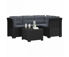 4 Vietų Sodo Sofa su Pagalvėlėmis Ratanų Imitacija PP Antracito