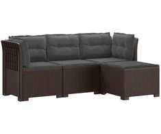4 Vietų Sodo Sofa su Pagalvėlėmis Ratanų Imitacija PP Ruda