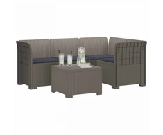4 Vietų Sodo Sofa su Pagalvėlėmis Ratanų Imitacija PP