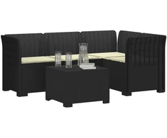 4 Vietų Sodo Sofa su Pagalvėlėmis Ratanų Imitacija PP Antracito
