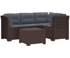 4 Vietų Sodo Sofa su Pagalvėlėmis Ratanų Imitacija PP Ruda
