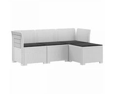 4 Vietų Sodo Sofa su Pagalvėlėmis Ratanų Imitacija PP Balta