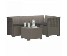 4 Vietų Sodo Sofa su Pagalvėlėmis Ratanų Imitacija PP
