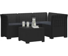 4 Vietų Sodo Sofa su Pagalvėlėmis Ratanų Imitacija PP Antracito