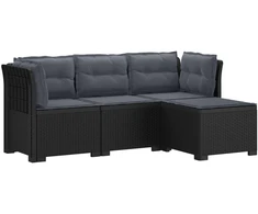4 Vietų Sodo Sofa su Pagalvėlėmis Ratanų Imitacija PP Antracito