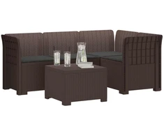 4 Vietų Sodo Sofa su Pagalvėlėmis Ratanų Imitacija PP Ruda