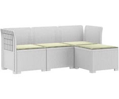 4 Vietų Sodo Sofa su Pagalvėlėmis Ratanų Imitacija PP Balta