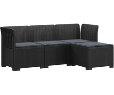 4 Vietų Sodo Sofa su Pagalvėlėmis Ratanų Imitacija PP Antracito
