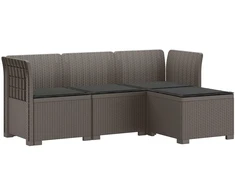 4 Vietų Sodo Sofa su Pagalvėlėmis Ratanų Imitacija PP