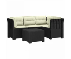4 Vietų Sodo Sofa su Pagalvėlėmis Ratanų Imitacija PP Antracito
