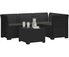 4 Vietų Sodo Sofa su Pagalvėlėmis Ratanų Imitacija PP Antracito
