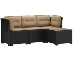 4 Vietų Sodo Sofa su Pagalvėlėmis Ratanų Imitacija PP Antracito