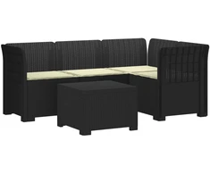4 Vietų Sodo Sofa su Pagalvėlėmis Ratanų Imitacija PP Antracito