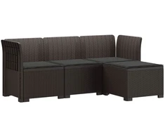 4 Vietų Sodo Sofa su Pagalvėlėmis Ratanų Imitacija PP Ruda