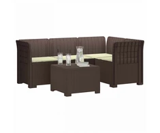4 Vietų Sodo Sofa su Pagalvėlėmis Ratanų Imitacija PP Ruda