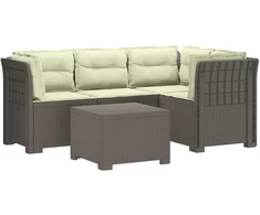 4 Vietų Sodo Sofa su Pagalvėlėmis Ratanų Imitacija PP