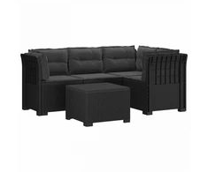 4 Vietų Sodo Sofa su Pagalvėlėmis Ratanų Imitacija PP Antracito