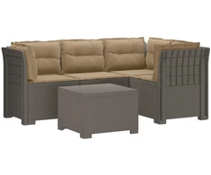 4 Vietų Sodo Sofa su Pagalvėlėmis Ratanų Imitacija PP