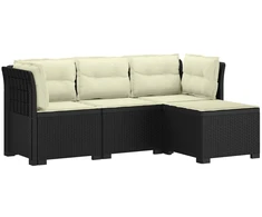 4 Vietų Sodo Sofa su Pagalvėlėmis Ratanų Imitacija PP Antracito