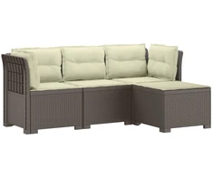 4 Vietų Sodo Sofa su Pagalvėlėmis Ratanų Imitacija PP