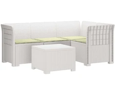 4 Vietų Sodo Sofa su Pagalvėlėmis Ratanų Imitacija PP Balta