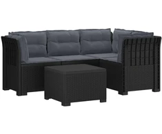 4 Vietų Sodo Sofa su Pagalvėlėmis Ratanų Imitacija PP Antracito