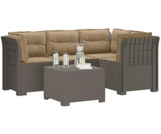 4 Vietų Sodo Sofa su Pagalvėlėmis Ratanų Imitacija PP