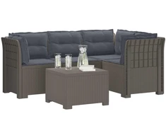 4 Vietų Sodo Sofa su Pagalvėlėmis Ratanų Imitacija PP