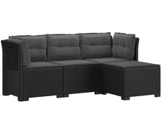 4 Vietų Sodo Sofa su Pagalvėlėmis Ratanų Imitacija PP Antracito