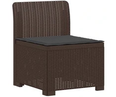 4 Vietų Sodo Sofa su Pagalvėlėmis Ratanų Imitacija PP Ruda