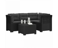 4 Vietų Sodo Sofa su Pagalvėlėmis Ratanų Imitacija PP Antracito