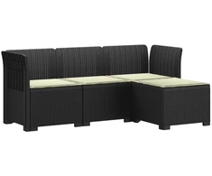 4 Vietų Sodo Sofa su Pagalvėlėmis Ratanų Imitacija PP Antracito