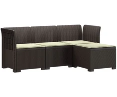 4 Vietų Sodo Sofa su Pagalvėlėmis Ratanų Imitacija PP Ruda