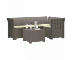 4 Vietų Sodo Sofa su Pagalvėlėmis Ratanų Imitacija PP