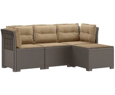 4 Vietų Sodo Sofa su Pagalvėlėmis Ratanų Imitacija PP