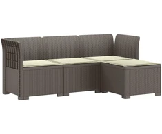 4 Vietų Sodo Sofa su Pagalvėlėmis Ratanų Imitacija PP