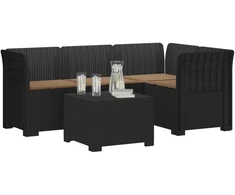 4 Vietų Sodo Sofa su Pagalvėlėmis Ratanų Imitacija PP Antracito