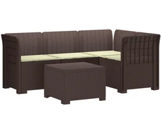4 Vietų Sodo Sofa su Pagalvėlėmis Ratanų Imitacija PP Ruda