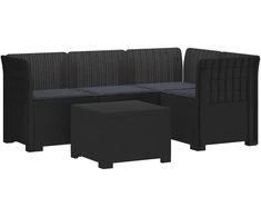 4 Vietų Sodo Sofa su Pagalvėlėmis Ratanų Imitacija PP Antracito