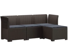 4 Vietų Sodo Sofa su Pagalvėlėmis Ratanų Imitacija PP Ruda