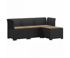 4 Vietų Sodo Sofa su Pagalvėlėmis Ratanų Imitacija PP Antracito