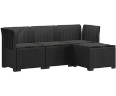 4 Vietų Sodo Sofa su Pagalvėlėmis Ratanų Imitacija PP Antracito